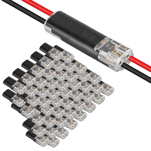 AITRIP 50PCS Waterproof Automotive Wire Connectors 2-Pin, 2-Pin Plug Cable Connectors, Quick 12V Automotive Wire Crimp Connectors for 18-22 AWG Wires, Plug-in Cable Terminals