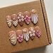 Medium - press on nails Maglfell Luxury Almond 3D False Nails Women Reusable Acrylic Finger Printed Nail Tip French Salon handmade Design Artificial fake nails -M-size