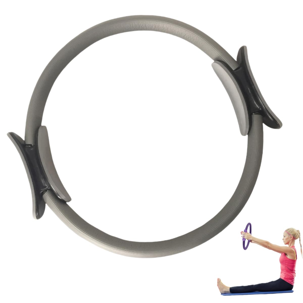 Pilates Kit 13 pcs, Better Pilates Essential Kit for Home Workouts, 12” Pilate Circle Yoga Ring, Pilates Ball, Resistance Bands, Pilates Socks, Pilates Sets for Women Gift (grey pilates ring)