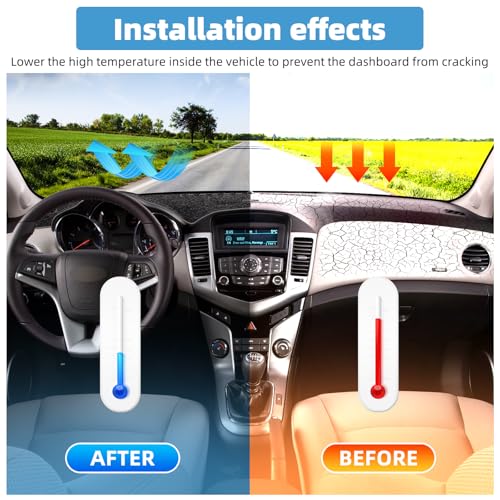 Image of Dash Cover Mat Compatible with Chevrolet Chevy Cruze 2011-2015 Non-Slip Dashboard Cover Mat Sunshade UV Rays Protector Interior Accessories(for with Front Dash Storage)