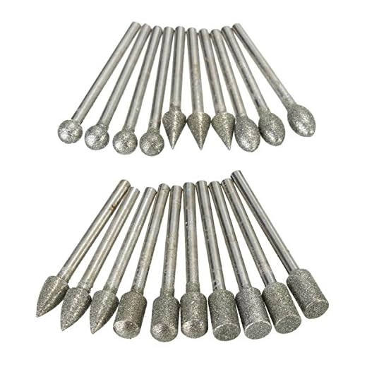 EsportsMJJ 20Pcs 3 mm Vástago Diamante Molienda Fresas Brocas para Herramientas Rotatorias Dremel