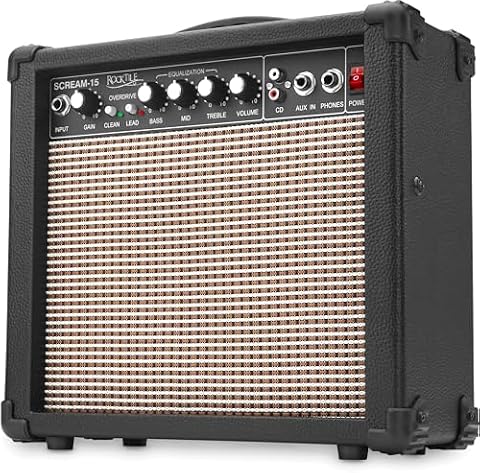 Rocktile Scream 15 Mini Wzmacniacz Gitarowy, Czarny, 15 W