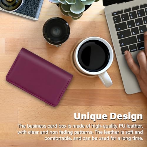 Image of RFID Blocking Wallet - Minimalist Leather Business Credit Card Holder (PW-Wine Red)