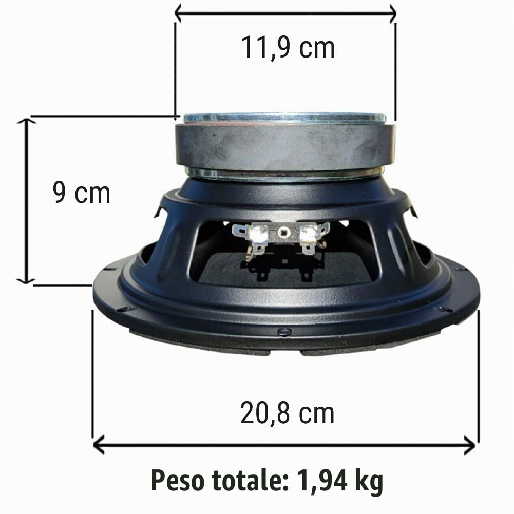 1 MASTER AUDIO PA08/4 altoparlante diffusore woofer 20,00 cm 200 mm 8" da 240 watt rms 480 watt max impedenza 4 ohm con sensibilità 92 db, 1 pezzo