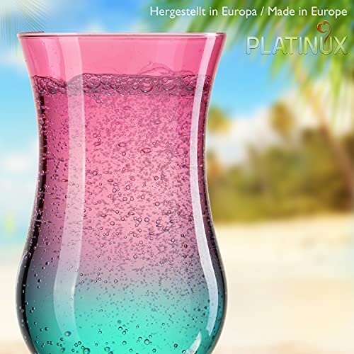 Foto von PLATINUX Cocktailgläser Rosa-Türkis Set 6 Stück Bunt 400ml (max. 470ml) Longdrinkgläser Partygläser Hurricanegläser Groß