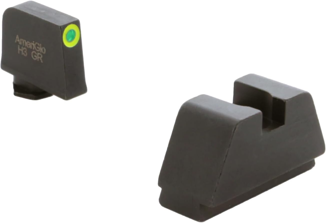 AMERIGLO Optic Compatible Sight Set for Glock - 2XL Tall Green Tritium LumiGreen Outline .350" Front, Flat Black .429" Rear