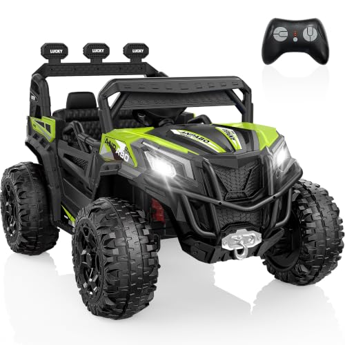 Image of ANPABO 24V Ride On Toys for Kids w /Remote Control, 4WD /2WD Switchable Green