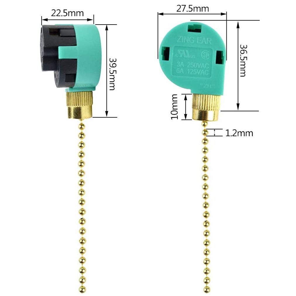 Zing Ear Ceiling Fan Speed Switch - 3 Speed 4 Wire Control Replacement (2 Pack)