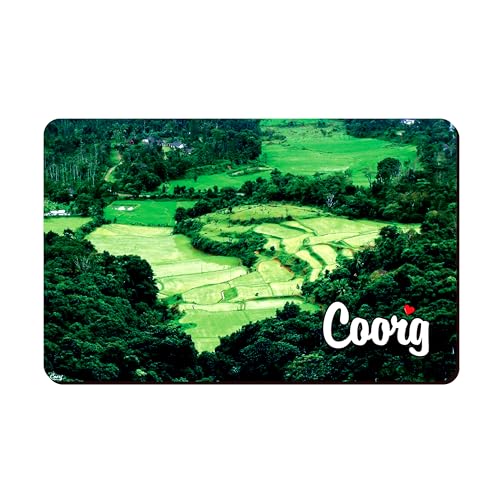 Image of Elegant Fridge Magnet with Themes |Rectangular Size Refrigerator Magnet with Magnetic Rubber Back | Pack of 1, 8.6cm X 5.4cm (Coorg - Design 1)