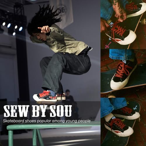 Skateboard Shoes for Men Leather Low Top Pro Skateboarding Training Casual Sneakers 6