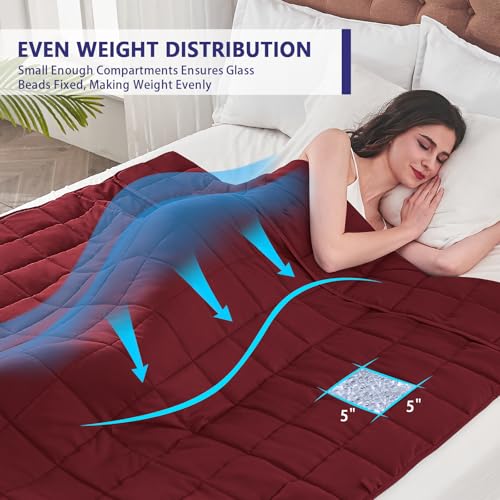 Image of yescool King Size Weighted Blanket for Adults (25 lbs, 80 inch x 87 inch, Red) Cooling Heavy Blanket for Sleeping Perfect for 240-260 lbs, Breathable Blanket for Adults & Couple All Season, Machine Washable
