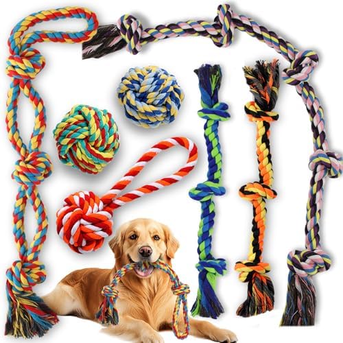 Large Dog Rope Toy for Aggressive Chewers, 7 Pack Rope Toy for Do...