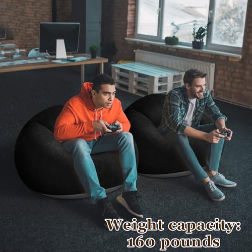 Image of Realspring Inflatable Bean Bag Chairs Outdoor Blow up Camping Chairs Inflatable Lazy Sofa Folding Portable Bean Bag Loungers Couch for Movie Night(Black,12 Pcs)
