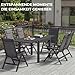 Devoko Gartenmöbel Set 6 Personen, Bestehend aus 1 Aluminiumtisch und 6 Klappstühlen für den Balkon. Ausziehbarer Gartentisch (130/260 cm), Terrassenmöbel-Set für den Außenbereich, Dunkelgrau.