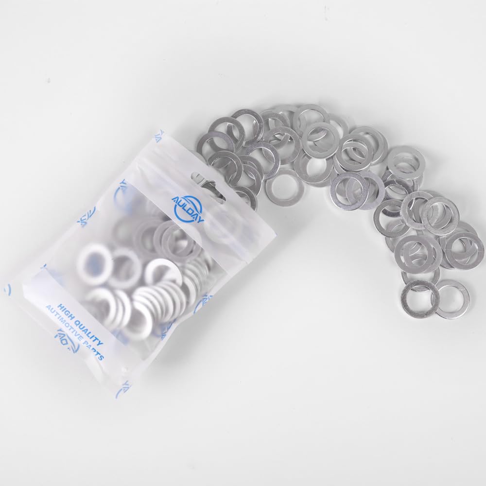 100PCS 14mm 21513-23001 Oil Drain Plug Crush Washer Gasket Seal Compatible with Hyundai/Kia Most Popular Models 2001-2022 Replace 21513-23001 21513-