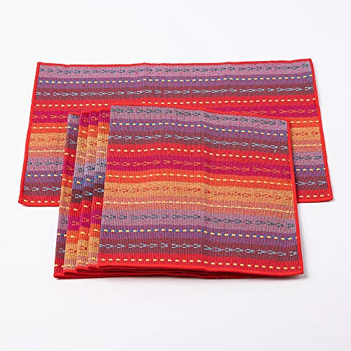 Cotton Table Placemats Set of 4 Woven Braided Ribbed Washable Table Mats, 12