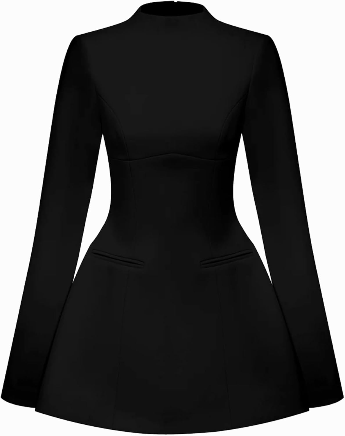 LuFeng Women's Long Sleeve Mock Neck Sexy Bodycon A-line Backless Mini Dress Tank Short Party Dress - Image 6