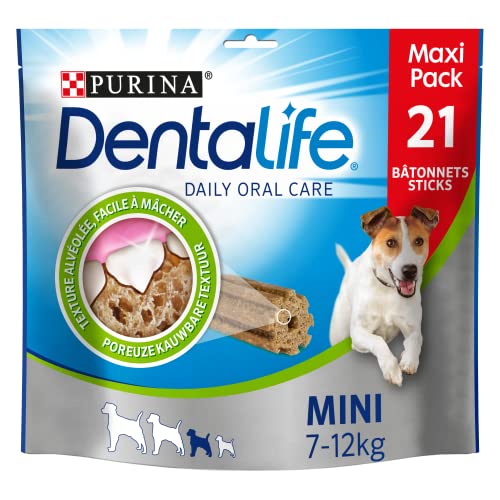 PURINA DENTALIFE MINI | Leckerli für kleine Hunde | 21 Kaustäbchen | Huhn | Maxi Pack | 345 g | Mundhygiene