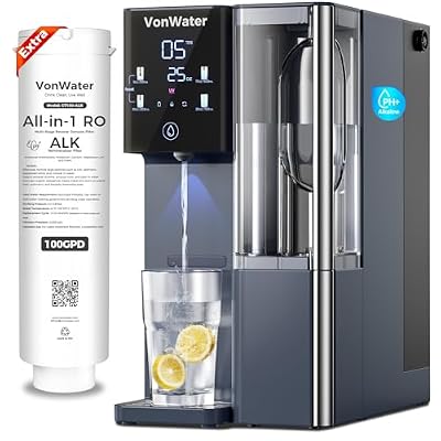 VonWater CT910 Alkaline Mineral Countertop Reverse Osmosis Water Filter - 2 Filters (1 RO + 1 Remineralization pH+ RO) for 4-Year Lifespan, 8-Stage Filtration, NSF 372,42,58, Reduce TDS PFAS, Bundle