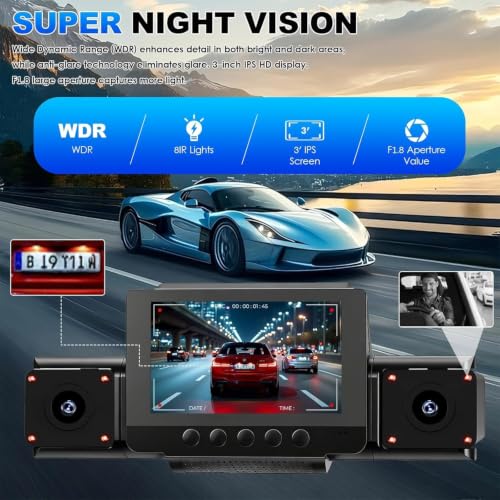 Image of 4 Channel Dash Cam Front and Rear with 360 View for All-Round Protection, 4-Way Recording, Built-in 5G WiFi & GPS, APP Control, 8 IR LEDs, 24H Parking Monitor, G-Sensor, Free TF Card (128GB)