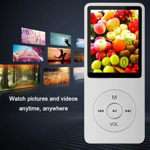 Image of Cason 16GB Mini MP3 Music Player with Bluetooth 5.4 & Voice Control Earphones, Video Playback,Pocket-Sized MP3 Player for Music,Voice Recording,FM Radio -Expanded Up to 128GB (White)