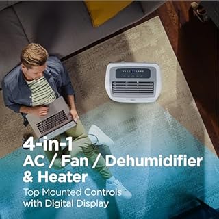 BLACK+DECKER BPP10HWTB Portable Air Conditioner with Heat and Remote Control, 10,000 BTU SACC/CEC (14,000 BTU ASHRAE), Cools Up to 450 Square Feet, White