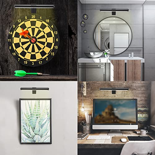 Image of Wireless Picture Light Battery Operated,Rechargeable Painting Light with Remote Control,Metal Art Display Lamp,3 Modes,Dimmable Dartboard Light with Timer for Frame Picture Gallery,300LM