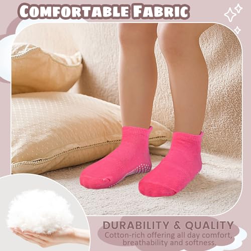 HYCLES 15 Pairs Girl Grip Socks Non Slip Toddler Girls Socks Baby Ankle Sock for 1-7 Years Kids4
