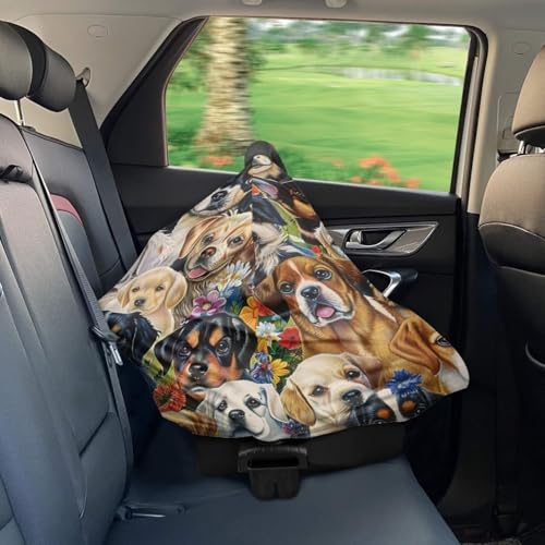 Image of Youngerbaby Dog Baby Car Seat Covers Nursing Cover Breastfeeding Soft Infant Carseat Canopy,Stretchy Breathable Cover for Stroller High Chair Shopping Cart Canopies