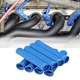 8 PCS Spark Plug Heat Shield Sleeve 2500° Spark Plug Wire Heat Shield 6 Inches Spark Plug Wire Boots Protection Insulator Cover Wrap for LS1 / LS2 Sbc Bbc 350 454 Car Truck, Blue
