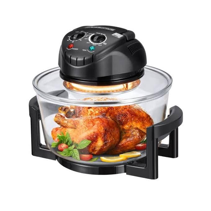VBM Halogen Oven with Glass Bowl Air Fryer Convection Oven Cooker Halogen Infrared with 8 Accessories Oil-Free MultiCooker with Time and Temperature Control, for Roasting, Frying, Toasting or Crisping-image-6
