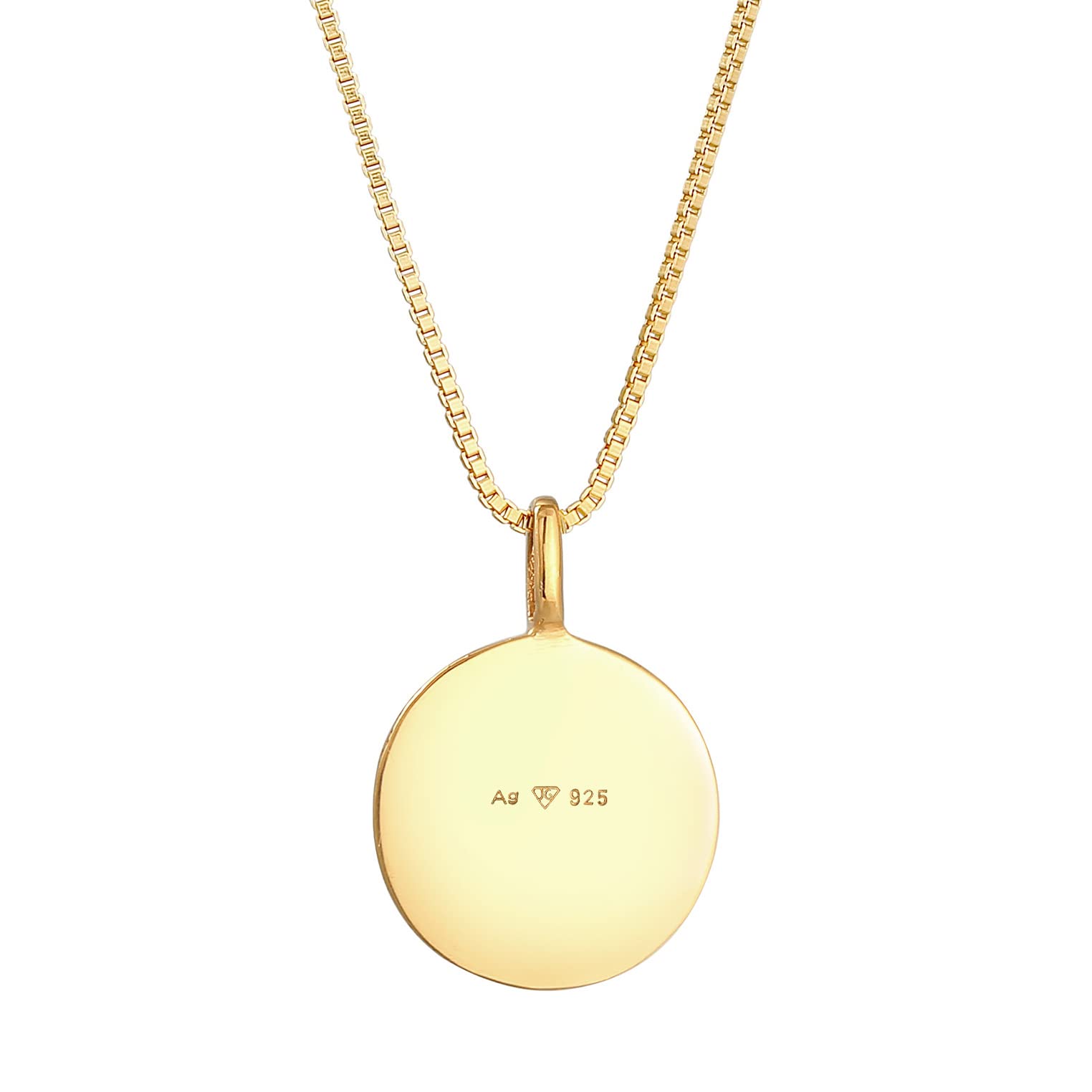 Kuzzoi Collier pour homme en argent sterling 925 plaqué or avec pendentif en forme de plaque ronde 15 mm, Argent sterling