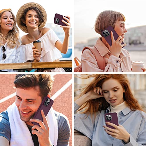 Image of Elzzi Microfiber Candy Case Compatible for iPhone 14 PRO MAX, Shockproof Slim Back Cover Liquid Silicone Case - Wine RED
