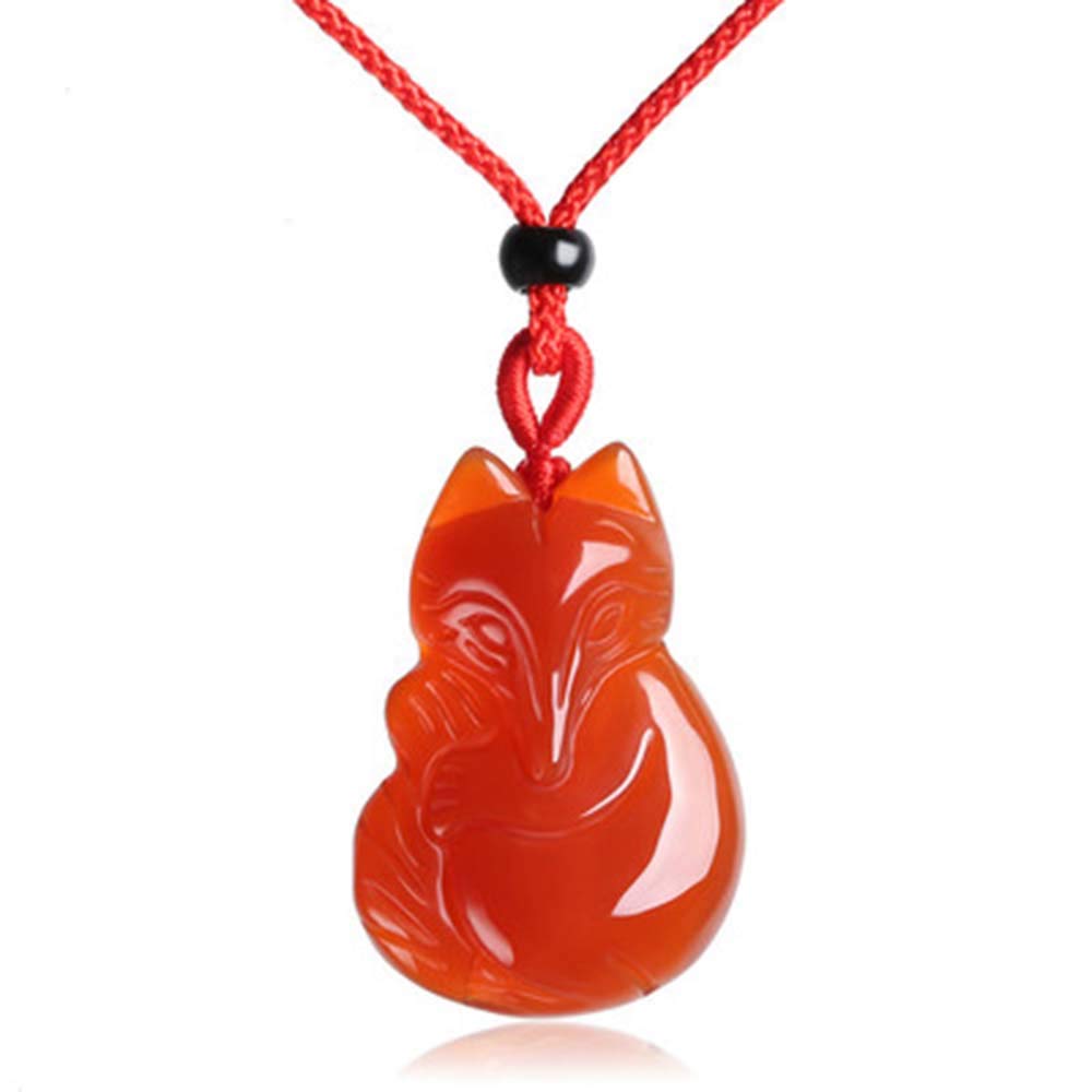 Suspension de Voiture, Pendentif de Voiture, Ornement de Voiture, Mode Naturelle Pendentif Renard en Agate Rouge Jade Collier Aide Amour Artisanat Cadeau