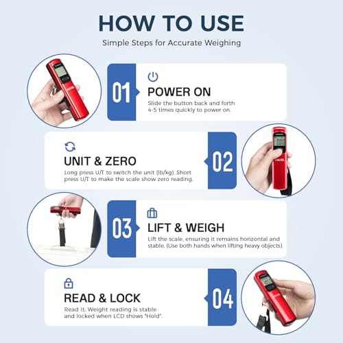 Image of BAGAIL Digital Luggage Scale, 110lbs Hanging Baggage Scale with Backlit LCD Display, Portable Suitcase Weighing Scale, Travel Luggage Weight Scale with Hook, Strong Straps for Travelers