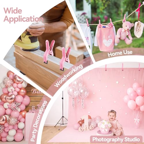 Image of EMART 12 Pack Heavy Duty Spring Clamps 4.5 Inch Professional Plastic Backdrop Clips for Photography Studio, Background Stand, Woodworking, Crafts, Tarp-Pink