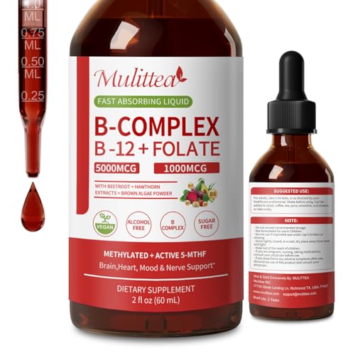 Methylated B Complex - 5000 mcg Methylcobalamin B12 & 5-MTHF Folate 1000 mcg - Vitamin B Complex...