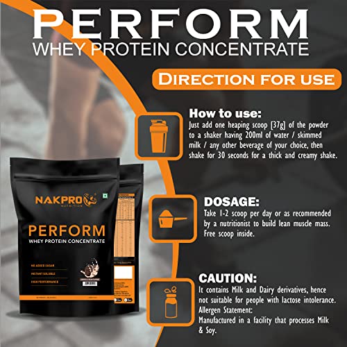 Image of NAKPRO NUTRITION Perform Whey Protein Concentrate | 2kg Cookies&Cream | 24g Protein, Trustified Certified