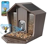 Birdster 2.5K HD Smart Bird Feeder with Camera Solar Powered, AI Identifies 12000+ Birds, Auto Motion Detection, Waterproof Wooden Video Bird Feeder Camera Live, Good Gift (4G LTE)