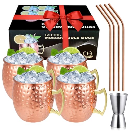 izdeel Vasos Moscow Mule Mugs Tazas de Cobre Inoxidable 550ML Copper Tazas de Moscú Copas de...
