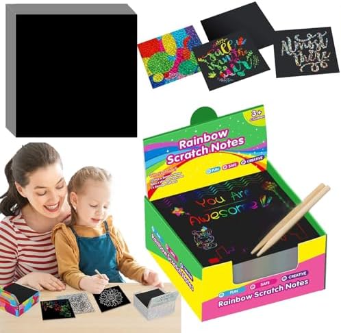 pigipigi Lot de 59 feuilles de papier à gratter arc-en-ciel magique pour enfants - Fournitures artistiques - Feuilles et planches pour jeux de fête, cadeau de Noël ou d'anniversaire