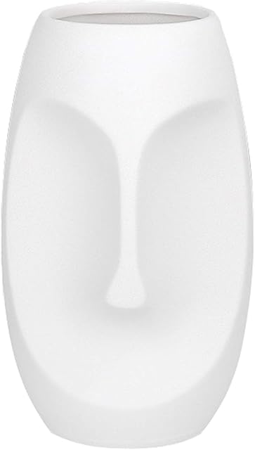 fanquare Nordic Creative Face Vase, Ceramic Head Flowers Vase, Small Decorative Vase for Centerpieces, Height 24cm