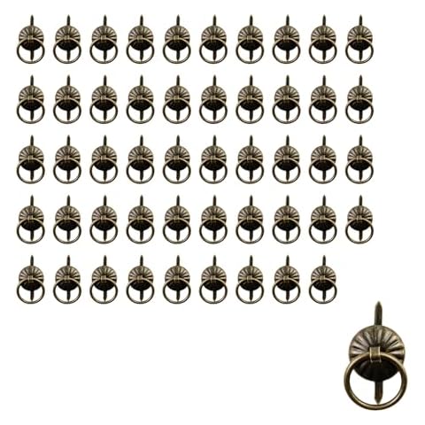 MY MIRONEY Sun Iron Hardware Door Pulls Antique Bronze Knobs Pulls Handles Jewelry Drawer Pull Ring Pack of 50 Cover