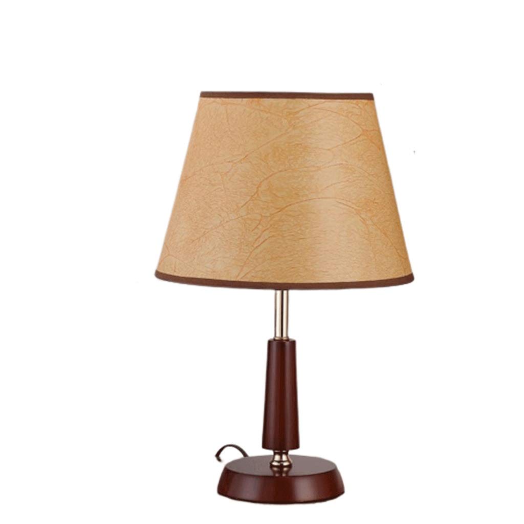Table Lamp Table Lamp Chinese Style Solid Wood Bedroom Bedside Desk Lamp Modern Minimalist Retro Creative Ornaments Reading Lamp Bedside Table Lamp (Color : B-Power Switch Button)