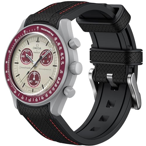 REBANDACE Strap for Omega x Swatch MoonSwatch Watch 20mm, No Gap Soft Silicone Replacement Band, Curved Design for Speedmaster, Compatible With Men and Women