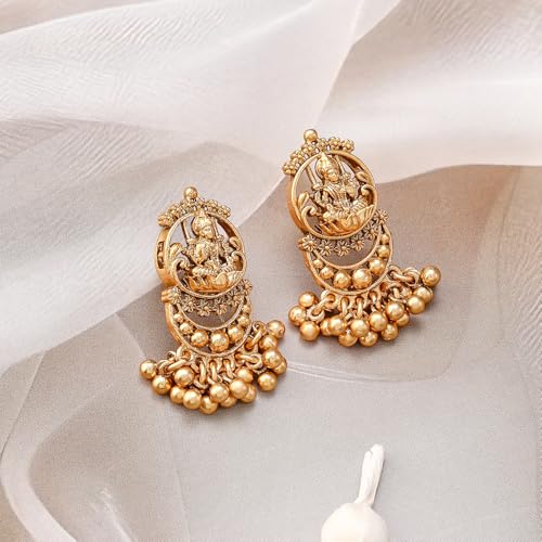 Image of Rubans Gold Plated Temple Necklace Set Traditional Statement Jewellery Gift for Women & Girls