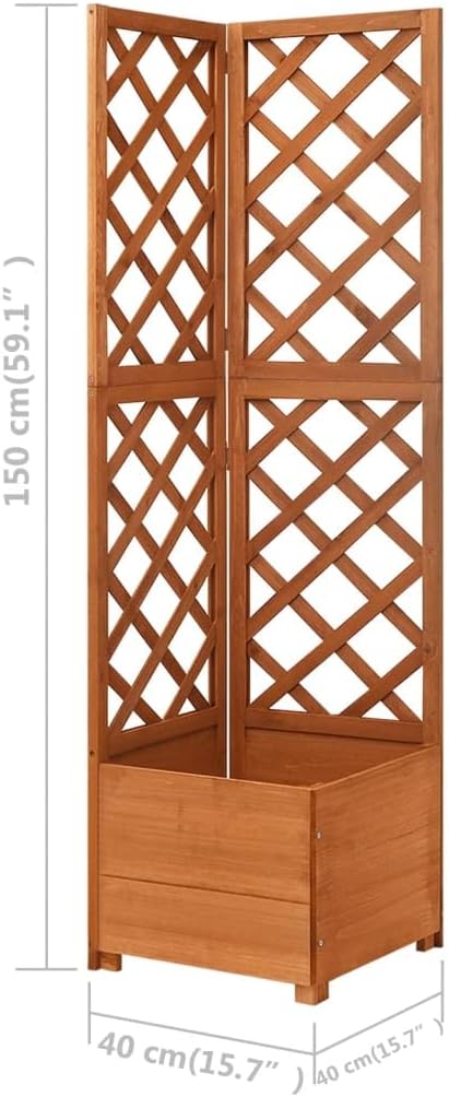 Corner Trellis Planter Solid Fir Wood, Wooden Planter with Trellis, Planter Box with Trellis, Outdoor Raised Garden Bed for Plants Hanging Flower Baskets, 15.7"x15.7"x59"(Style G)
