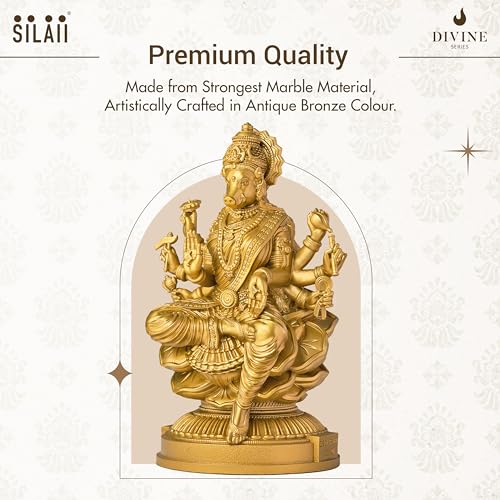 Image of SILAII Goddess Varahi Amman Sculpture - Antique Bronze Finish, Handcrafted Statue for Puja Room, Home Decor, and Gifting (6 Inches) (Gold, 9 INCH)