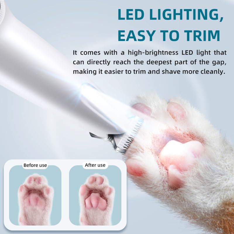 Gooad 2 in 1 Pet Grooming and Paw Trimmer, Rechargeable Cordless Low Noise Dog Clippers for Paws Eyes, Ears, Face - Image 4