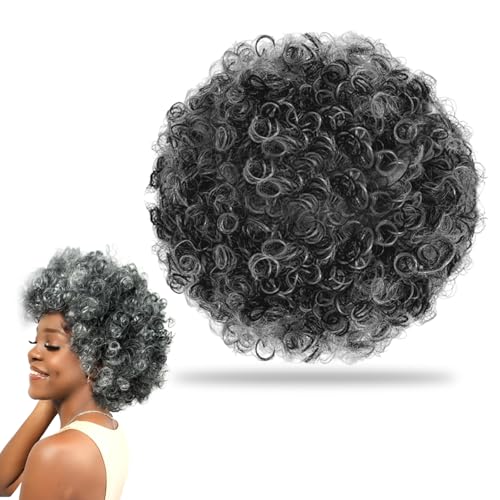 KALUROIL Parrucca Grigia per Uomo degli Anni '80 – Perfetta per Feste a Tema, Carnevali, Halloween e Cosplay – Parrucca Stile Anni '80, Parrucca per Giovani Maradona, con Baffi Finti per Uomo